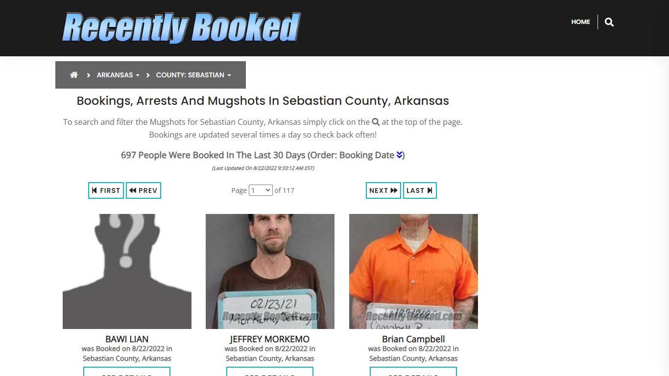 Bookings, Arrests and Mugshots in Sebastian County, Arkansas