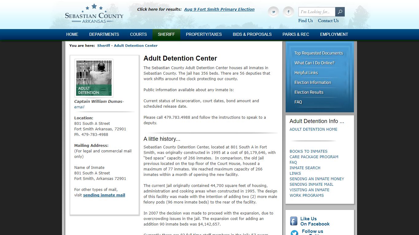 Sebastian County Government > Sheriff > Adult Detention Center